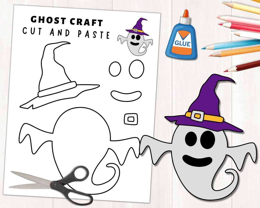 Printable Ghost Craft Template | Halloween Activities | Color, Cut, and Paste | Build a Ghost Halloween Craft | Instant Download | PDF - Etsy for Disguise A Ghost Project Free Printable