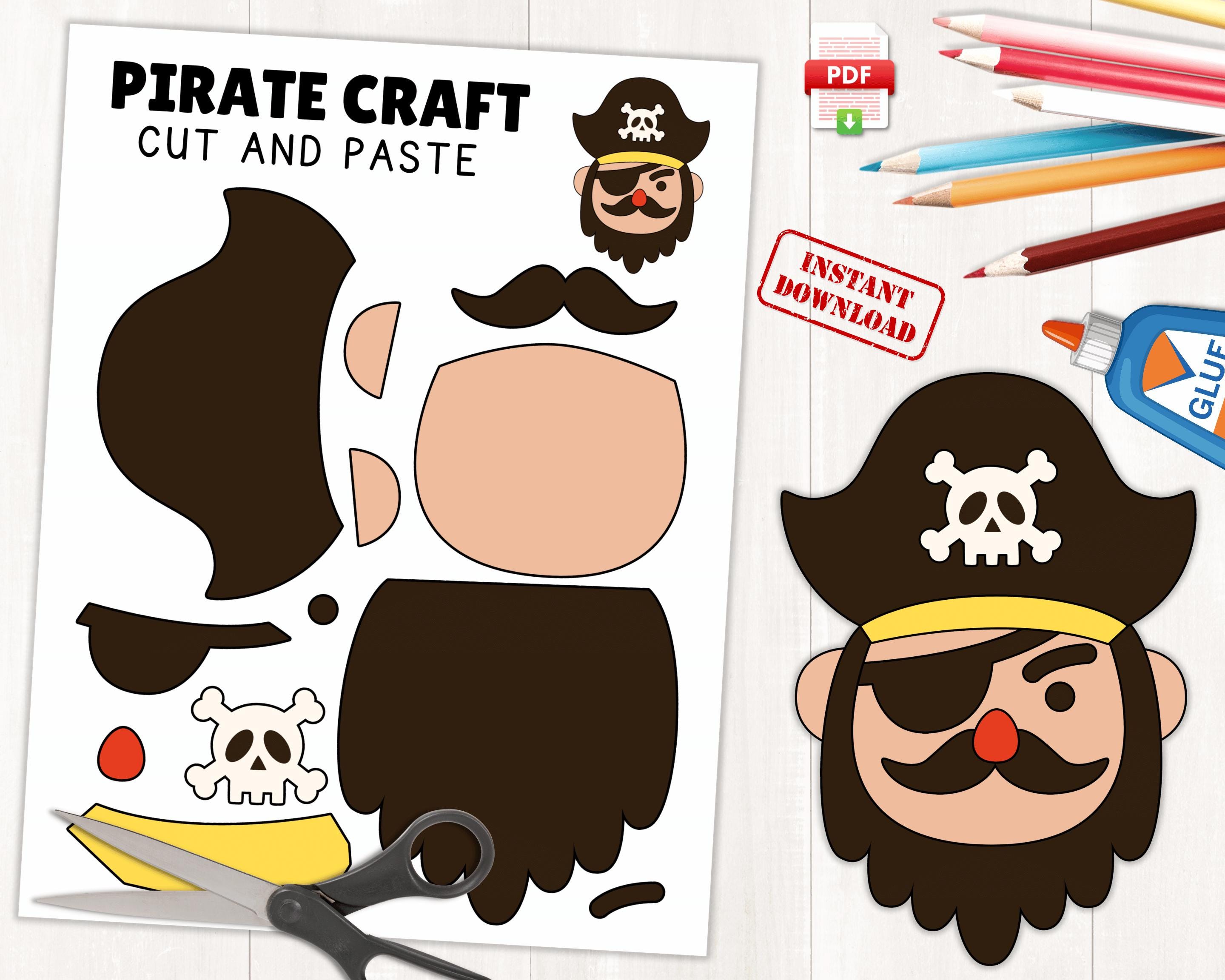 Pirate Craft Template for Kids | Printable Cut & Paste Activity  | Summer Craft Activity | Color, Cut, and Paste | Instant Download | PDF
