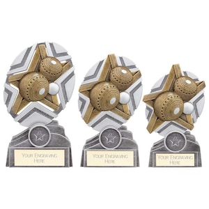 The stars lawn bowls trophy - free engraving - mulitple sizes available