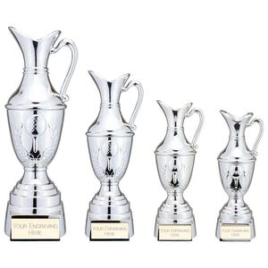 Der weinrote Meisterkrug - Golfpokal aus Harz - kostenlose Gravur - silbernes Finish - mehrere Größen erhältlich