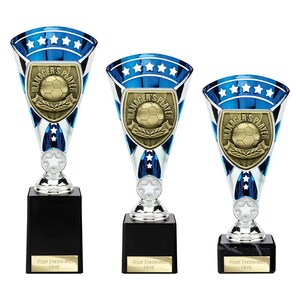 Cobra star manager's player zilver-blauwe voetbalbeker - gratis gravure