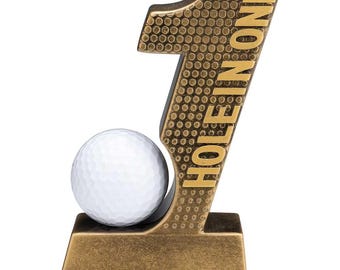 Shock golf - hole in one trophy - free engraving - ball not included - 130mm