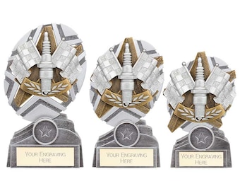 The stars motorsport spark plug trophy - free engraving - multiple sizes available