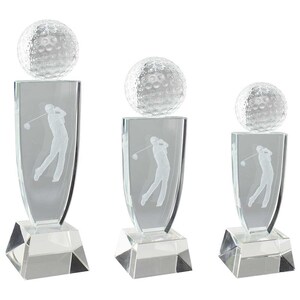 Trophy superstore reflex premium 3d crystal golf trophy - mulitple sizes available - free engraving up to 35 characters