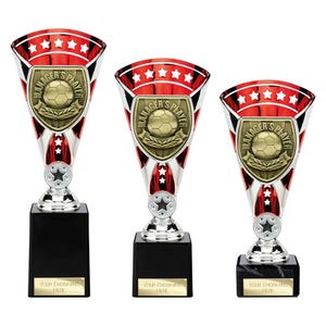 Cobra star manager's player silver & red football cup - free engraving