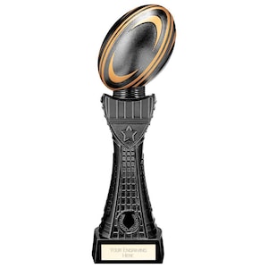 Trophy superstore black viper tower rugby trophy - multiple sizes - free engraving