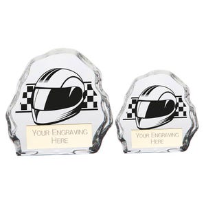 Trophy superstore mystique motorsport helmet glass award trophy - multiple sizes available - free engraving