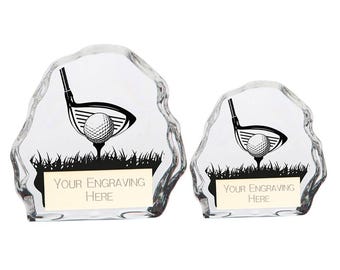 Trofeo de cristal de golf Mystique de Trophy Superstore - Grabado gratuito - Varios tamaños disponibles