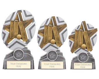 The stars cricket award trophy - free engraving - mulitple sizes available
