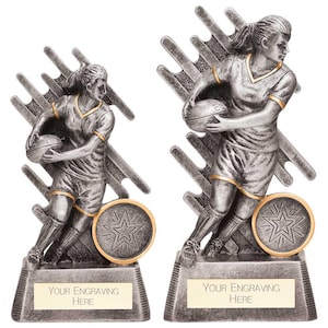 Trophy superstore focus female rugby trophy - multiple sizes - free engraving