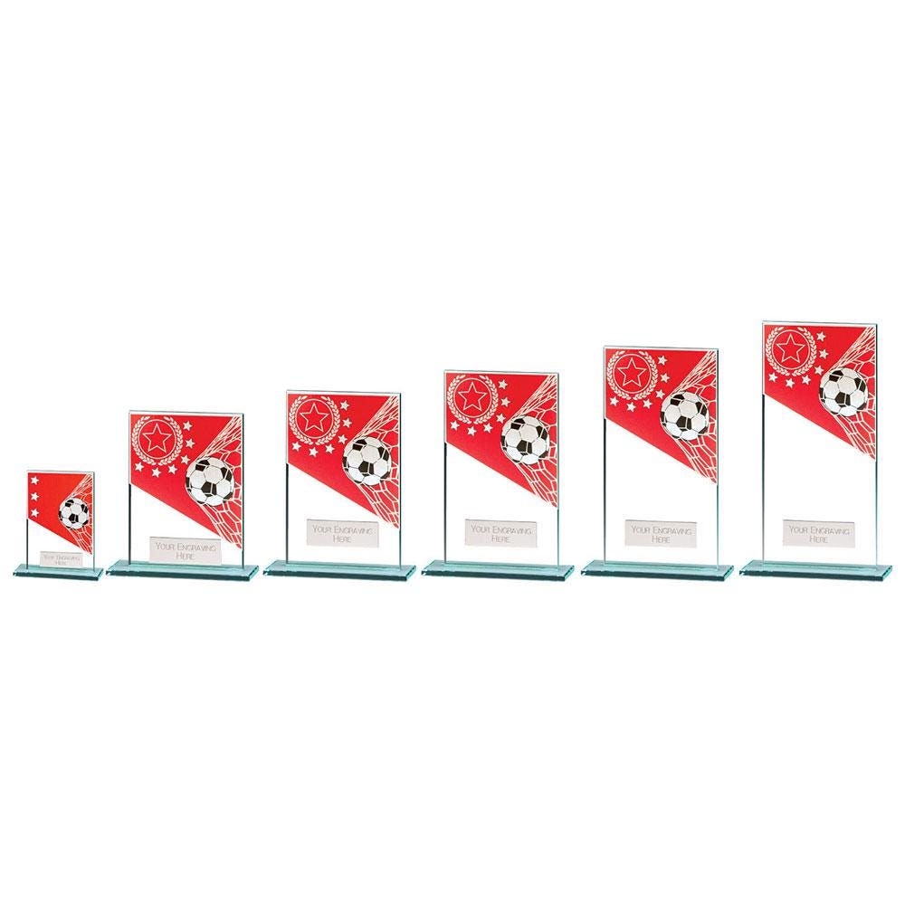 Trophy superstore mustang red and silver glass football trophy - multiple sizes available - free engraving