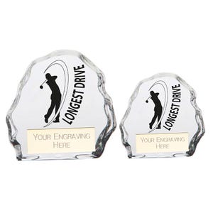 Trophy superstore mystique golf longest drive glass trophy - free engraving - multiple sizes available