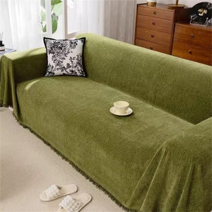 Multifunctional Chenille Sofa Throw. Handmade soft sofa cover. Farmhouse Decorative Sofa Blanket. Dust Preventing Sofa Towel