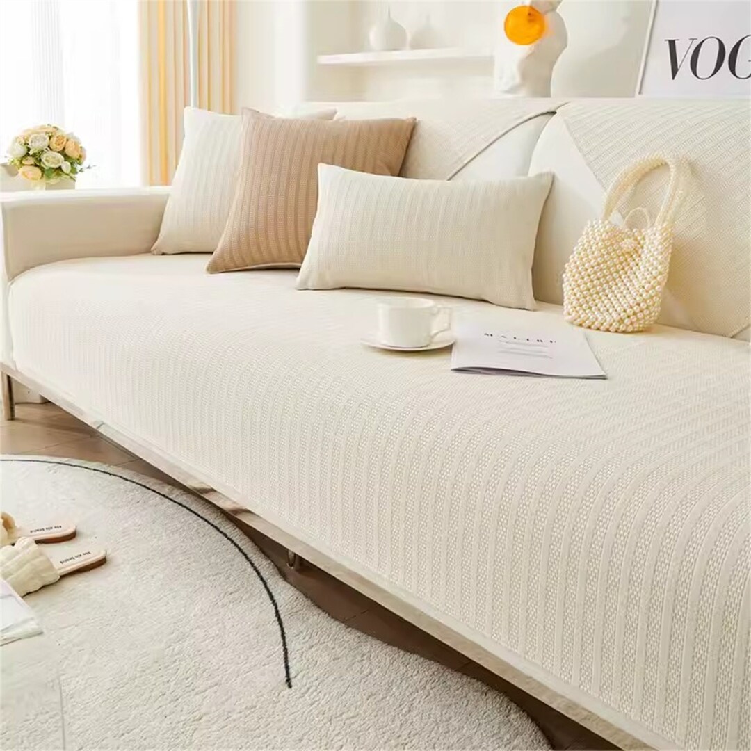 High Quality Chenille Plain Sofa Cover. Nonslip Soft Sofa Throw. 1/2/3