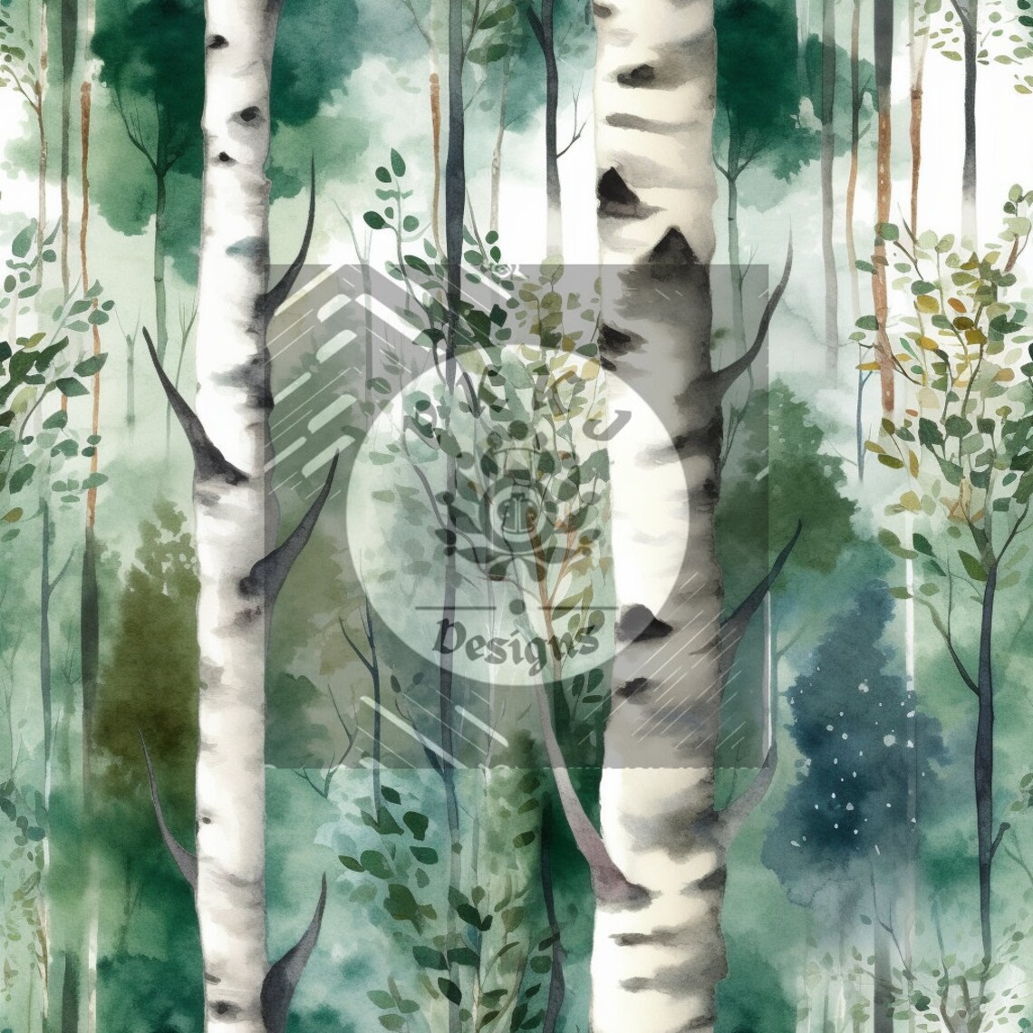 Birch Tree Seamless Patterns, 12 Inch by 12 Inch Patterns, Digital ...