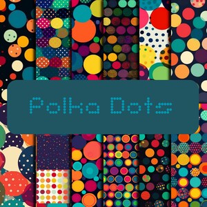 Polka dot 12&quot;x12&quot; seamless patterns, instant download, digital scrapbooking paper bundle, 12 polka dot patterns great for card making.