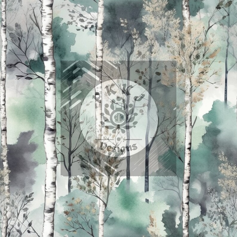 Birch Tree Seamless Patterns, 12 Inch by 12 Inch Patterns, Digital ...