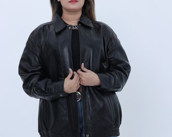 90's Womens Vintage Oversized Straight Jacket, ladies leather jacket, ladies biker jacket, bomber jacket, valentines day gift