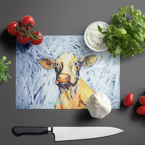 Moo Cow Glass Cutting Board – Durable Kitchen Chopping Board with Cute Farm Animal Design, Non-Slip Surface & Easy to Clean