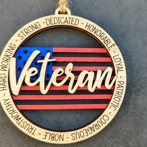 Military Veteran Ornament with American Flag