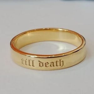 Anel gravado até a morte, anel de banda de gravação personalizado, anel de prata esterlina 925, anel de banda até a morte, anel de promessa, presente para ela