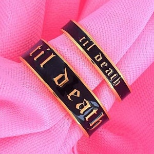 Til Death Band Ring, Pair Set Til Death Ring for Men and Women, Personalized Enamel Band Ring, 4mm 6mm Wide Til Death Band,Wedding Band Ring