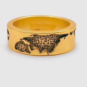 Weltkarte Ring, Reise Ring, Globus Ring, Gold Vermeil Ring, Weltkarte Band Ring, Travelers Ring, Ehering Ring, 925 Silber Ring, Geschenk