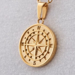 Compass Necklace, North Star Compass Necklace, 925 Silver Compass Pendant, Gold Vermeil Pendant, Vintage Necklace, Traveller Necklace, Gift