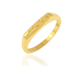 Anillo de rama de olivo, anillo de sello de rama de olivo, anillo de sello delgado, anillo delicado, anillo minimalista, anillo de plata 925, anillo de oro Vermeil, anillo de apilamiento