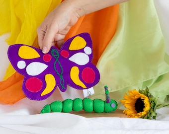 Felt Caterpillar and Butterfly Set: Waldorf Inspired Toy