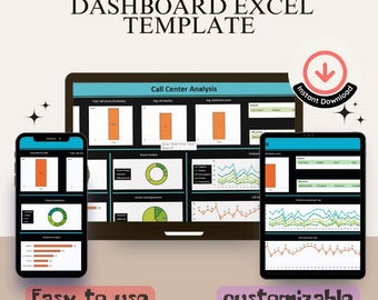 Call Center Analysis Dashboard Excel Template | Customer Service Performance Tracker