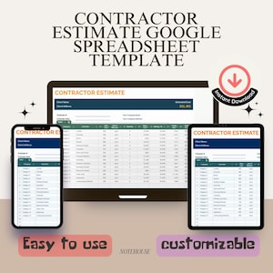 Contractor Estimate Google Sheets Template | Job Costing & Budget Calculator | Professional Project Budgeting Spreadsheet