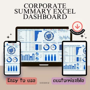 Comprehensive Corporate Summary Excel Dashboard, Enhance your business analysis, business, dashboard template