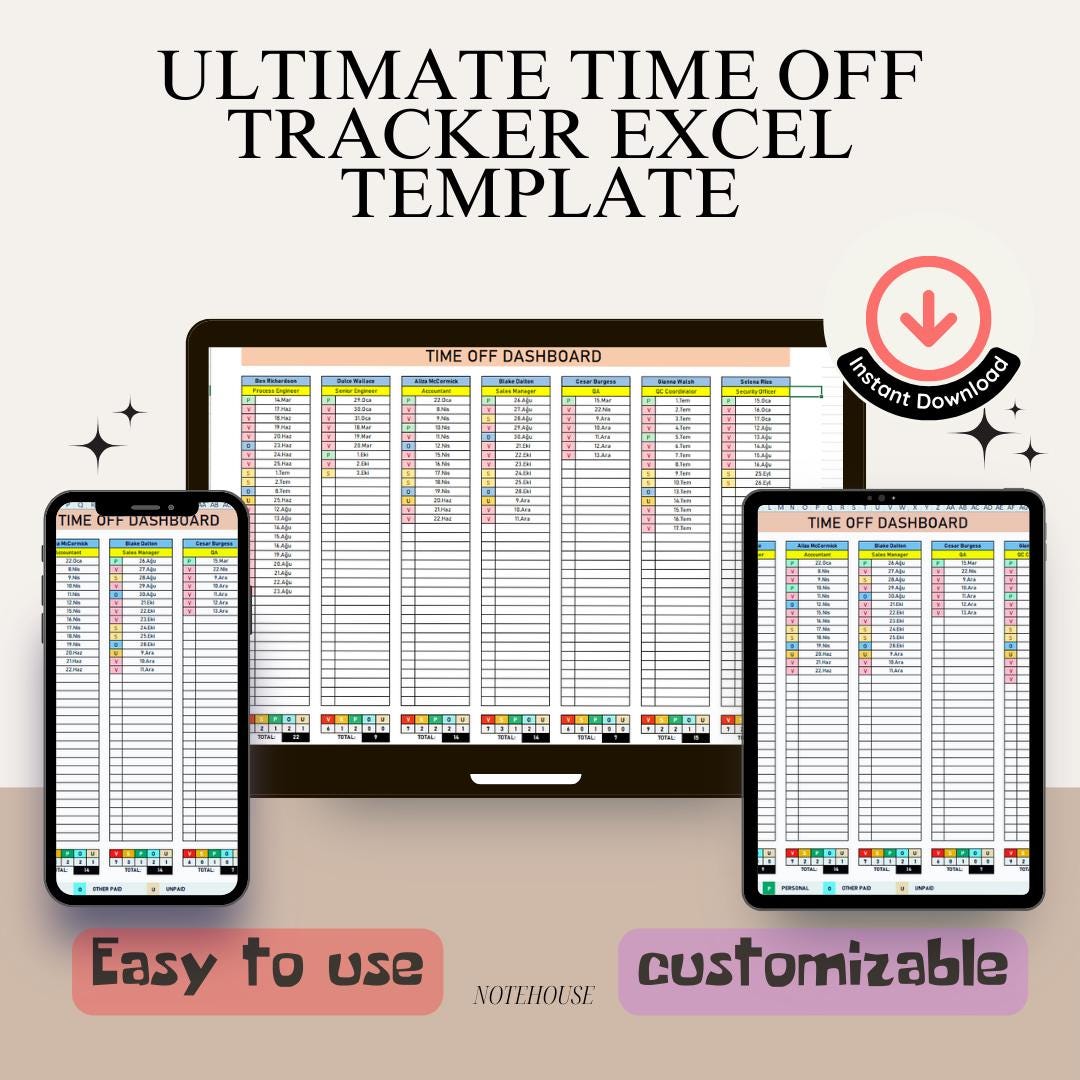Ultimate Time off Tracker Excel Template | Available Google Sheet ...