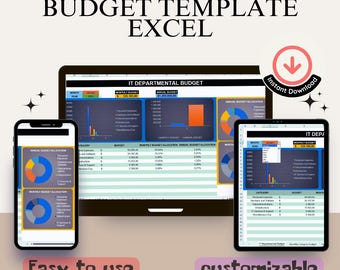 IT Departmental Budget Template for Excel: Finance Planner (Instant Download)