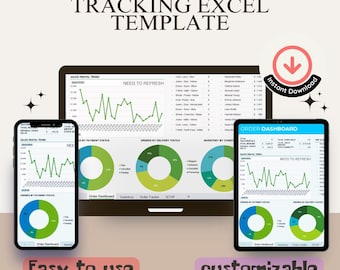 Plantilla de Excel para el panel de inventario de ropa de negocios + Seguimiento de pedidos / Gestión de stock de prendas