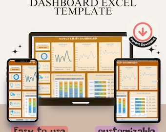 Plantilla de Excel para el panel de control de la cadena de suministro: Monitoreo de KPI (Descarga digital)