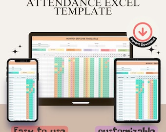 Plantilla de Excel para el registro mensual de asistencia de empleados: controle fácilmente los días laborables y las ausencias.