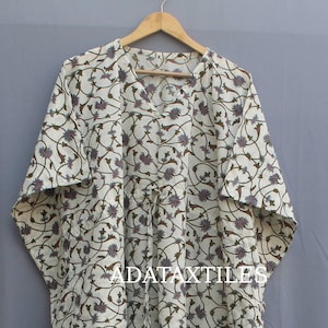 Floral Print Cotton Kaftan Dress: Boho Resort Wear