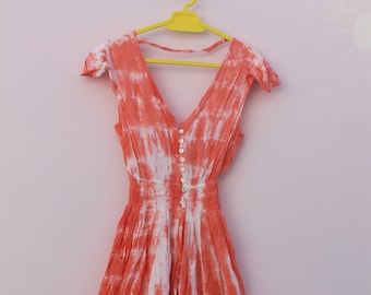 Handmade Cotton Tie-Dye Maxi Dress – Boho Summer Beach Cover-Up