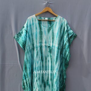 Tie-Dye Rayon Cotton Kaftan Dress: Boho Maxi Loungewear