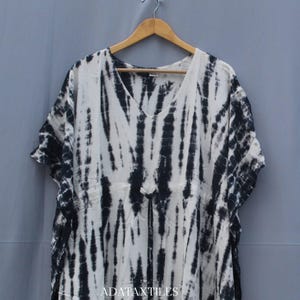 Hand Dyed Rayon Cotton Kaftan: Floral Tie Dye Beach Coverup