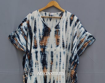 Tie Dye Kaftan Longwear Dress Boho Maxi Caftan Handmade Tie Dye Caftan Soft Rayon Cotton Dress Free Size Dress Lightweight Outfit for Beach