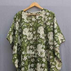 Floral Print Cotton Kaftan Dress: Lightweight Resort Wear