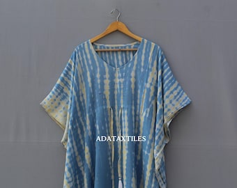 Rayon Tie Dye Long Kaftan for Women – Boho Relaxed Fit Maxi Dress, Resort Kaftan