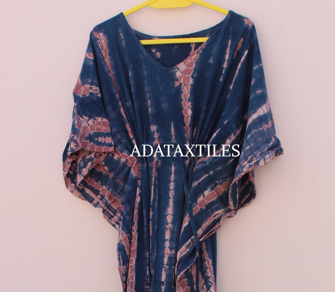 Tie Dye Maternity Kaftan Gown - Blue