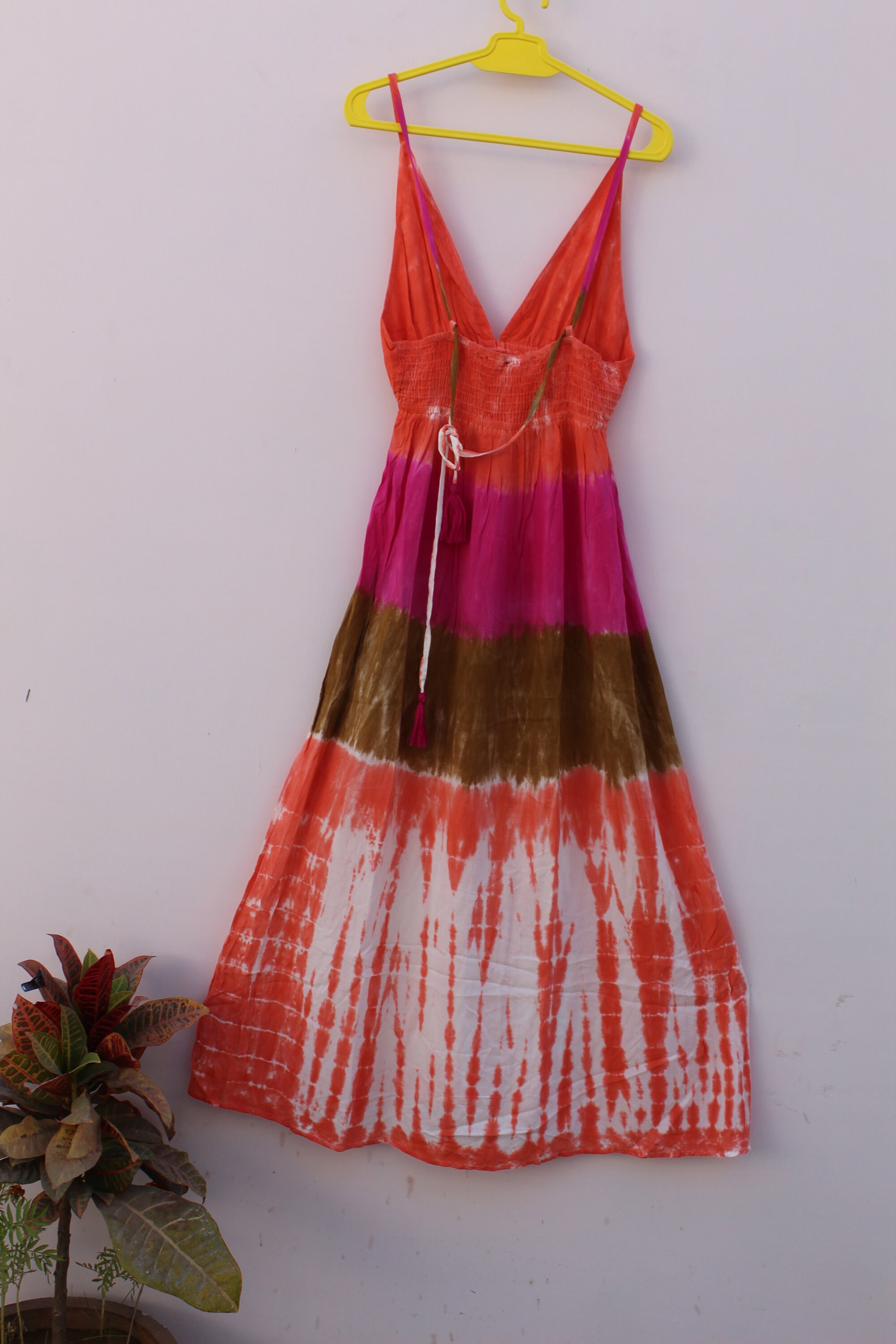 women's irregular tie-dye print summer dress ,