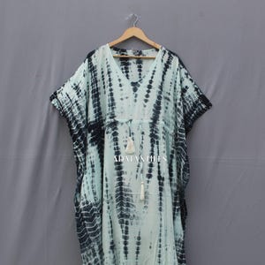 Handmade Tie Dye Rayon Kaftan Dress: Boho Beach Cover-Up