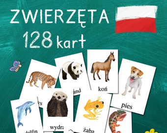 KARTY ZE ZWIERZĘTAMI 128 Karty Fiszki Po Polsku Do Nauki W Domu Homeschooling Montessori Pdf Do Druku