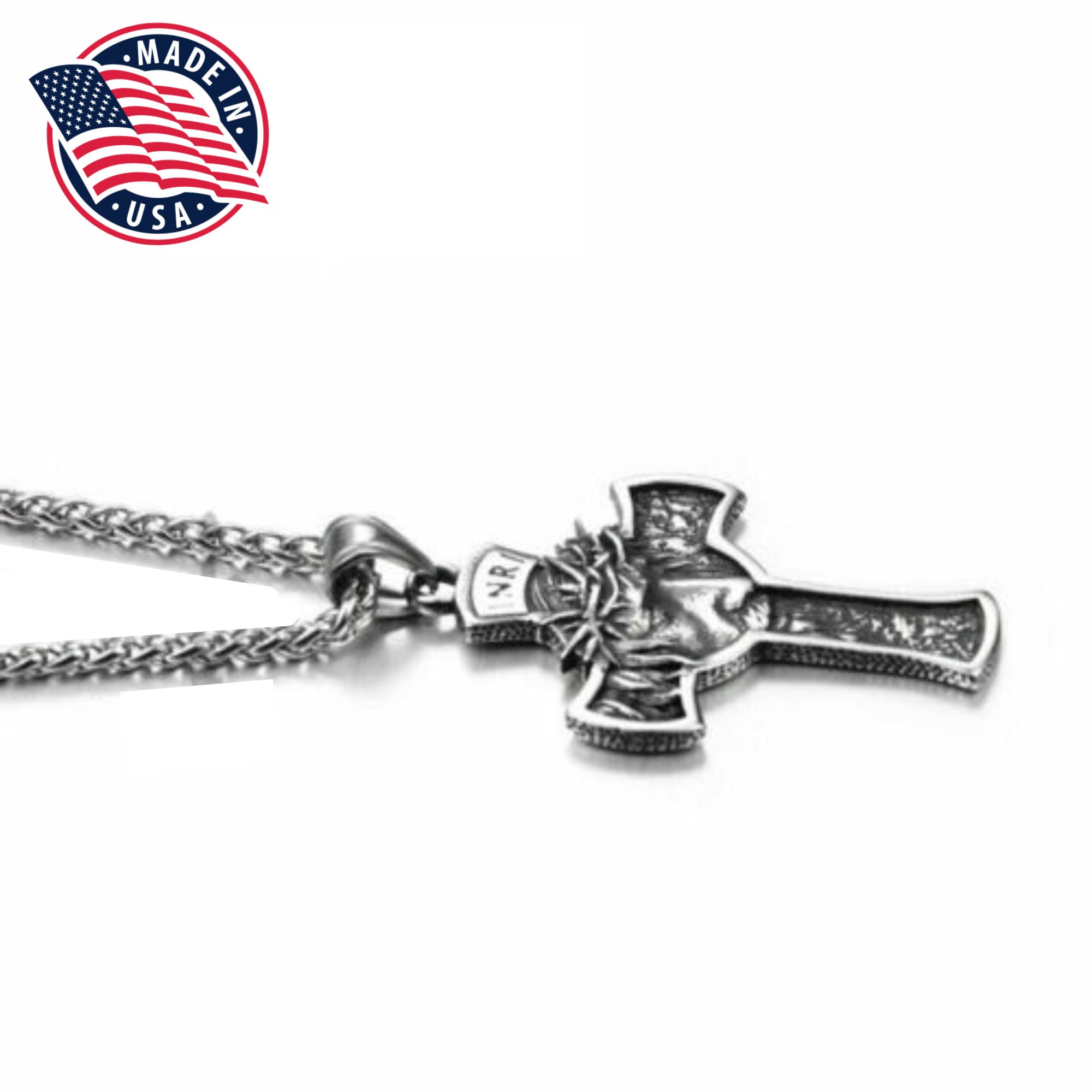 Chainsaw Man Cofanetto Collana Uomo Con Ciondolo Croce In Acciaio Inox - Catena Con Crocifisso Di Gesù, Nuovo Con Etichette Collana Religiosa Uomo Gesù Cristo - Foto 4